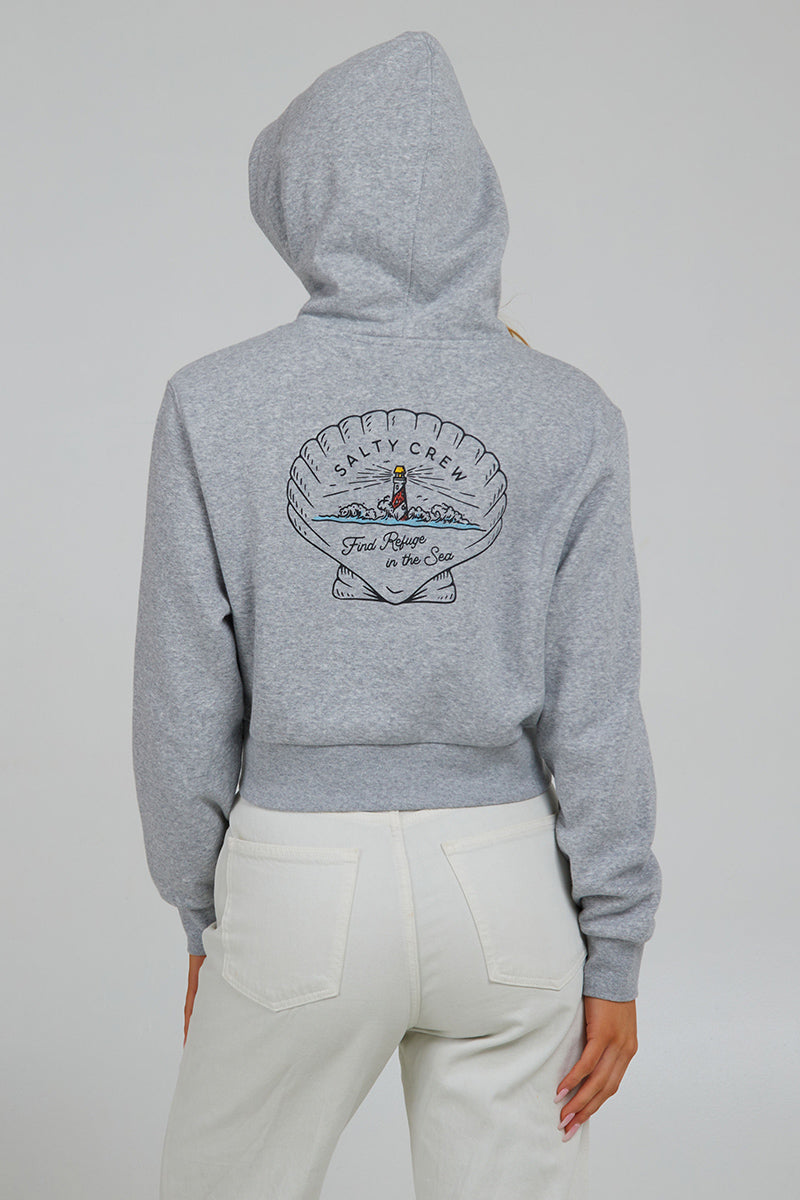 Salty Crew - Scallop Crop Hoody in Athletic Heather