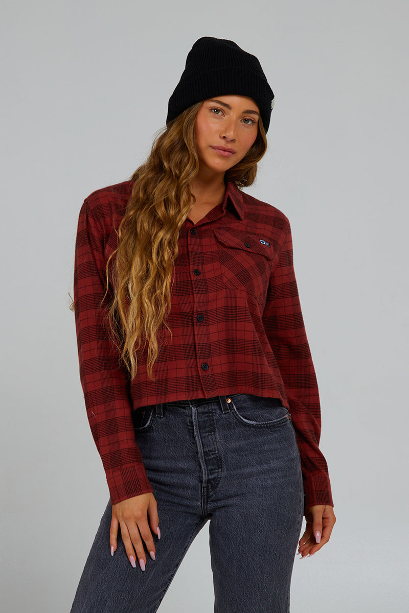 Salty Crew - Stay Golden Crop Flannel in Baked Apple