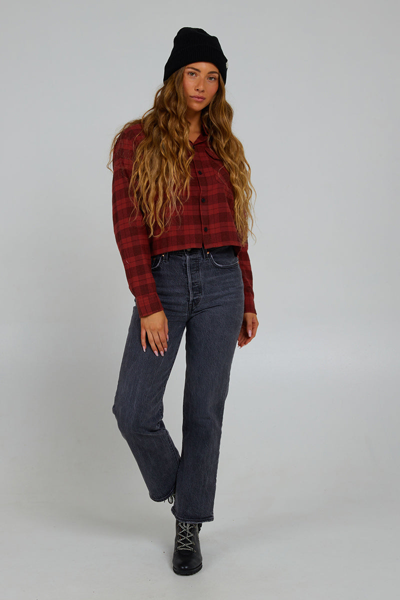 Salty Crew - Stay Golden Crop Flannel in Baked Apple