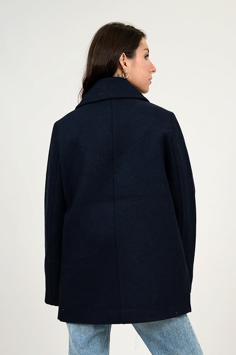 Second Skin by RD Style - Fiora Long Sleeve Peacoat in Navy