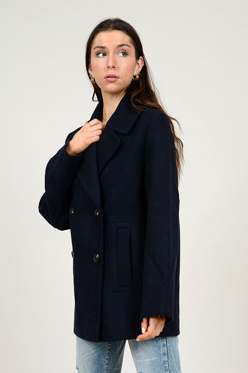 Second Skin by RD Style - Fiora Long Sleeve Peacoat in Navy