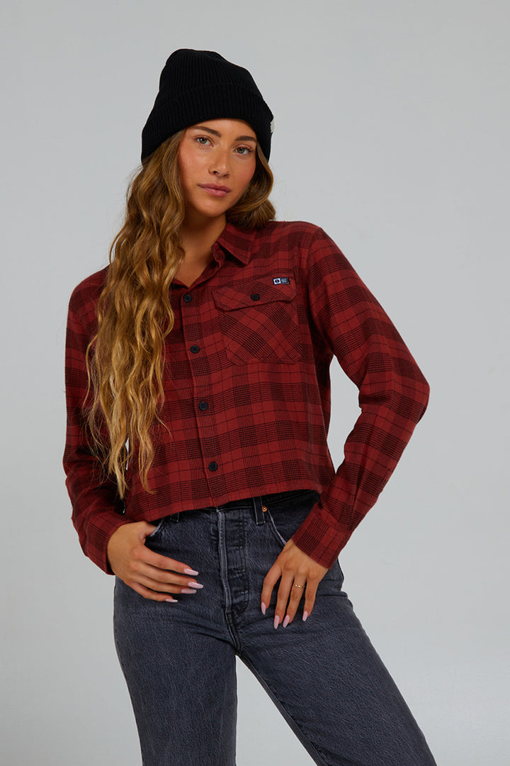 Salty Crew - Stay Golden Crop Flannel in Baked Apple