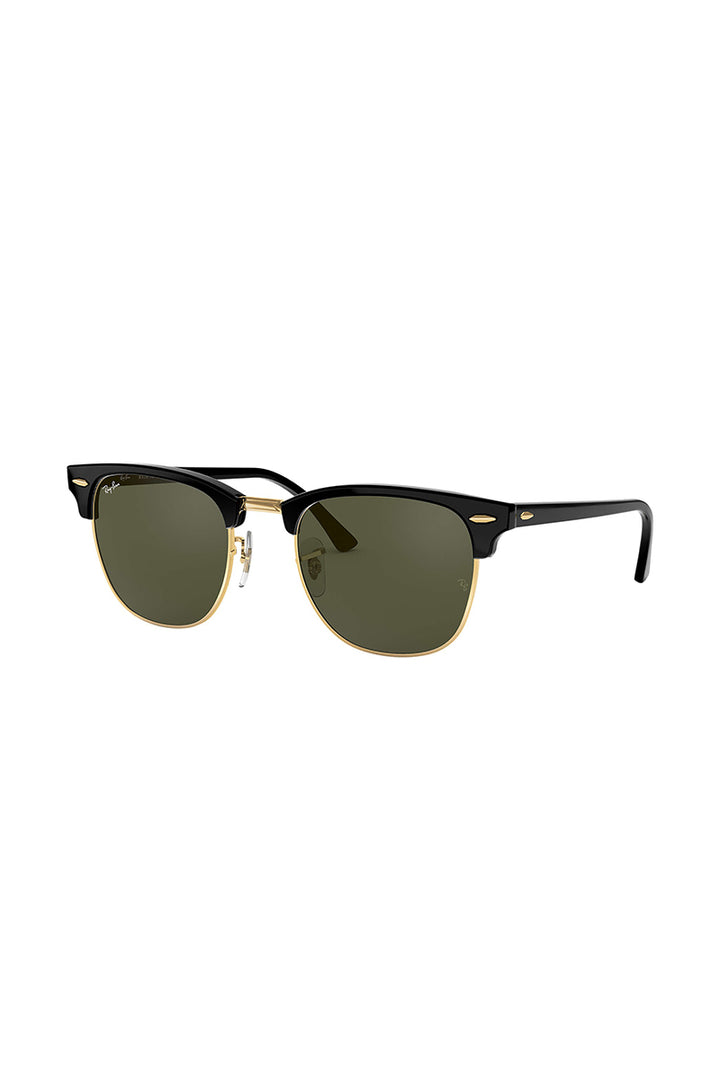 Ray Ban - Clubmaster Classic in Polished Black on Gold Frames with Classic G-15 Green Lenses - 0RB3016W036551