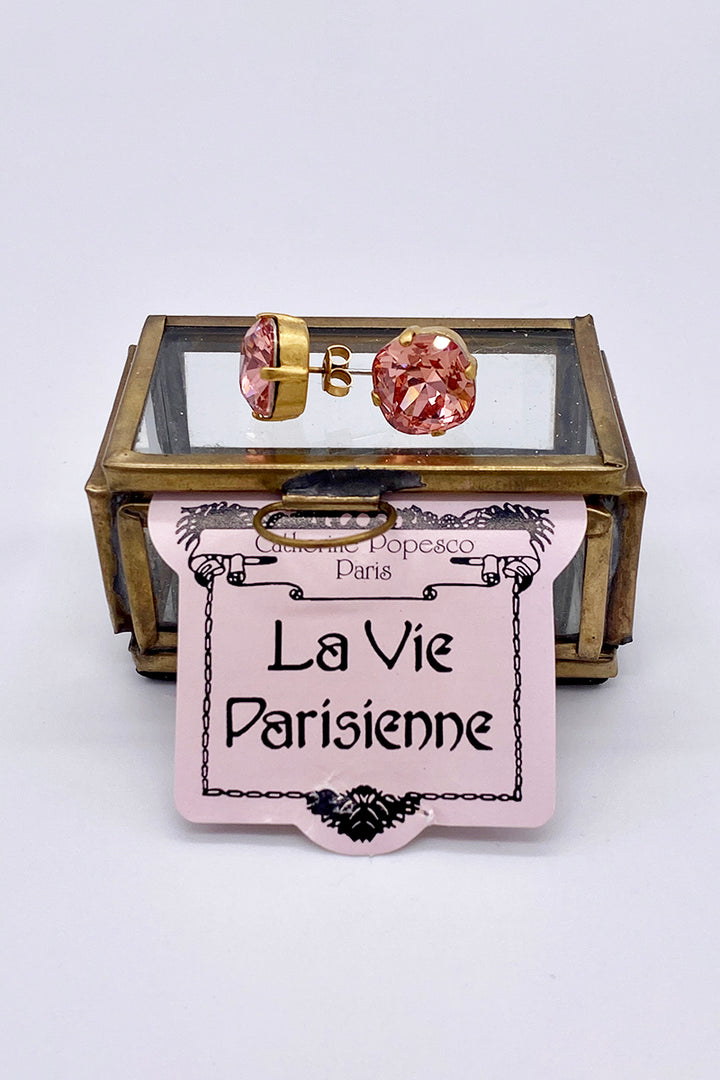 La Vie Parisienne - Peach Swarovski Crystal Stud Earrings