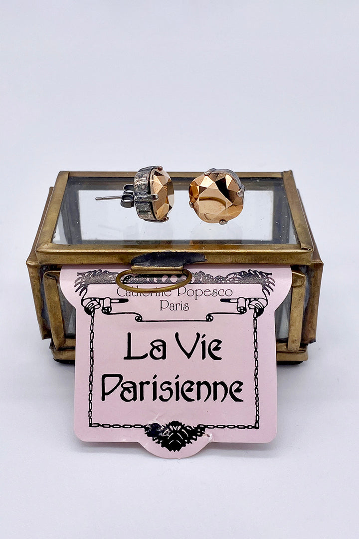 La Vie Parisienne - Crystal Dorado Swarovski Crystal Stud Earrings