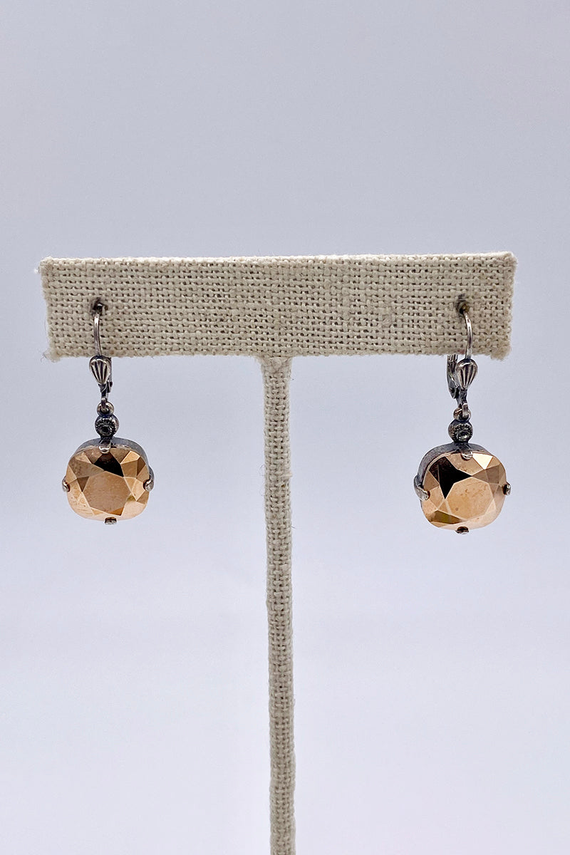 La Vie Parisienne - Crystal Dorado Swarovski Crystal Leverback Hanging Stud Earrings