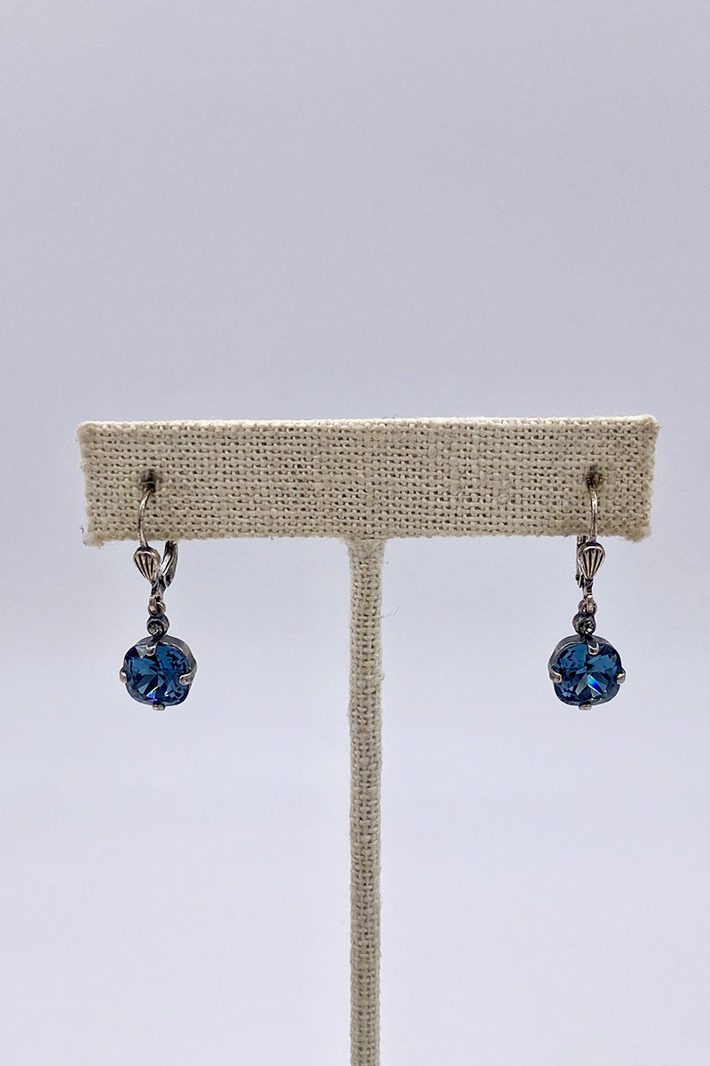 La Vie Parisienne - Sapphire Swarovski Crystal Leverback Hanging Stud Earrings