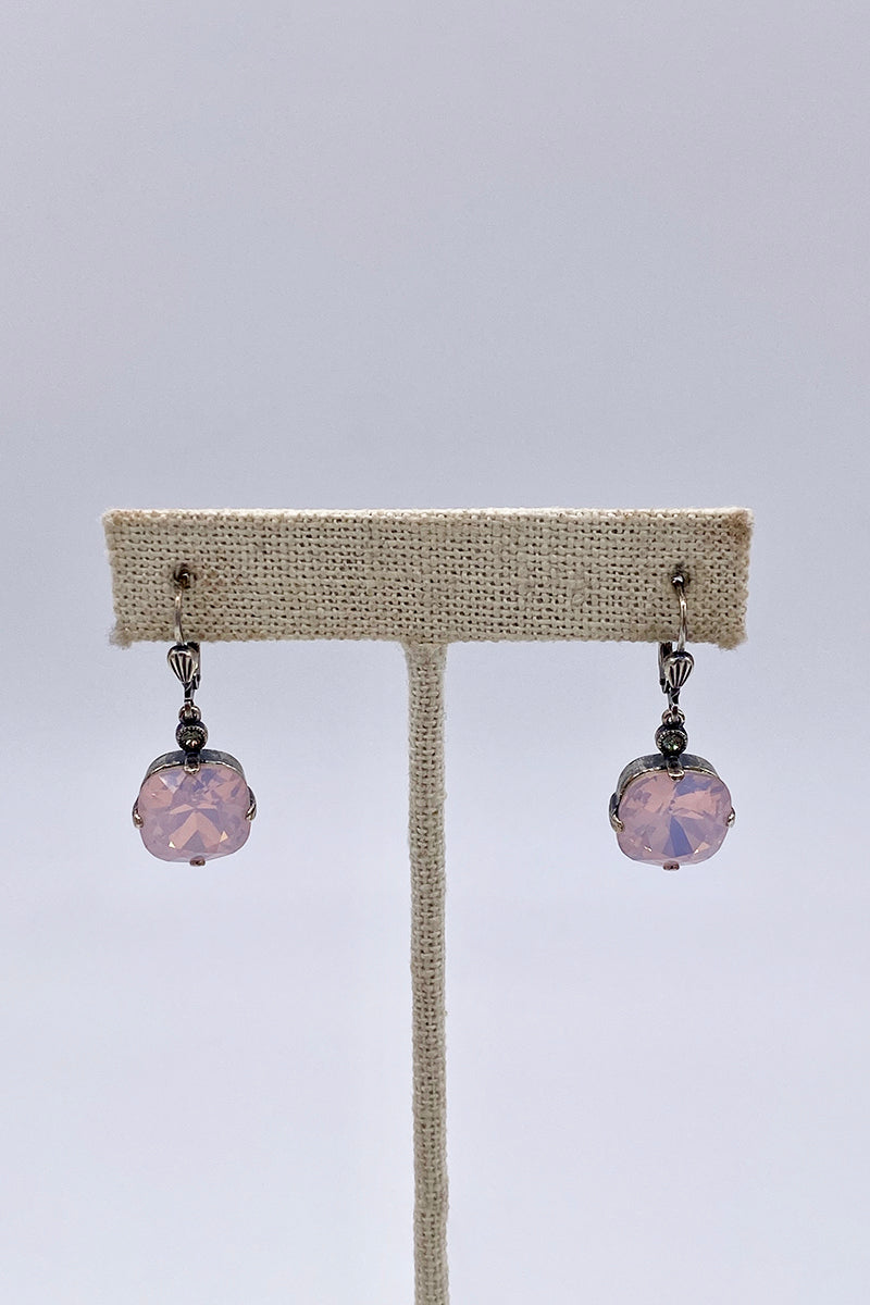 La Vie Parisienne - Rose Water Opal Swarovski Crystal Leverback Hanging Stud Earrings