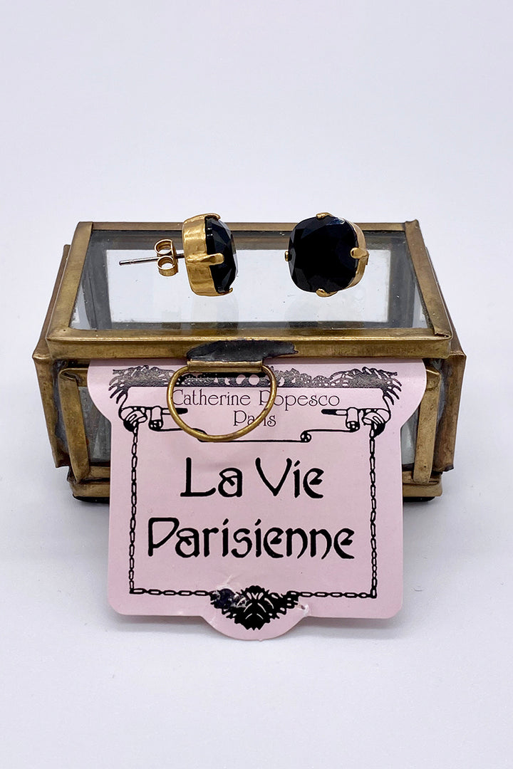 La Vie Parisienne - Jet Swarovski Crystal Stud Earrings