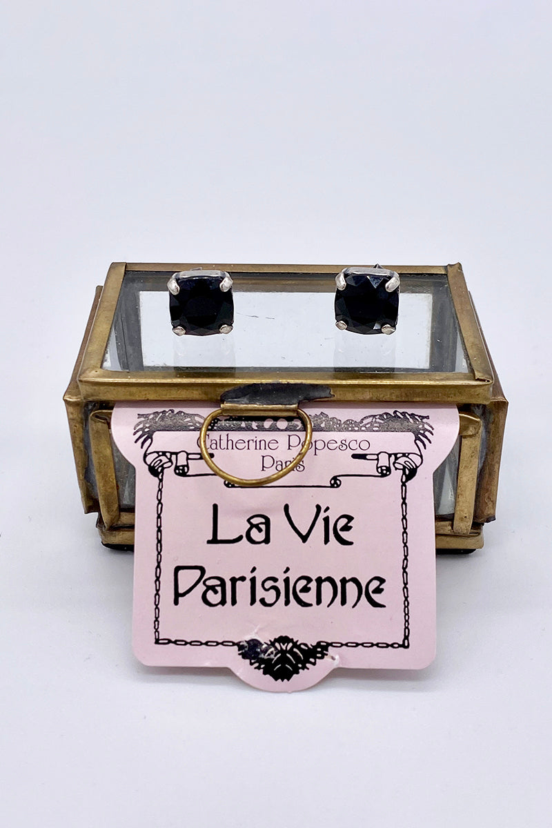 La Vie Parisienne - Jet Swarovski Crystal Stud Earrings