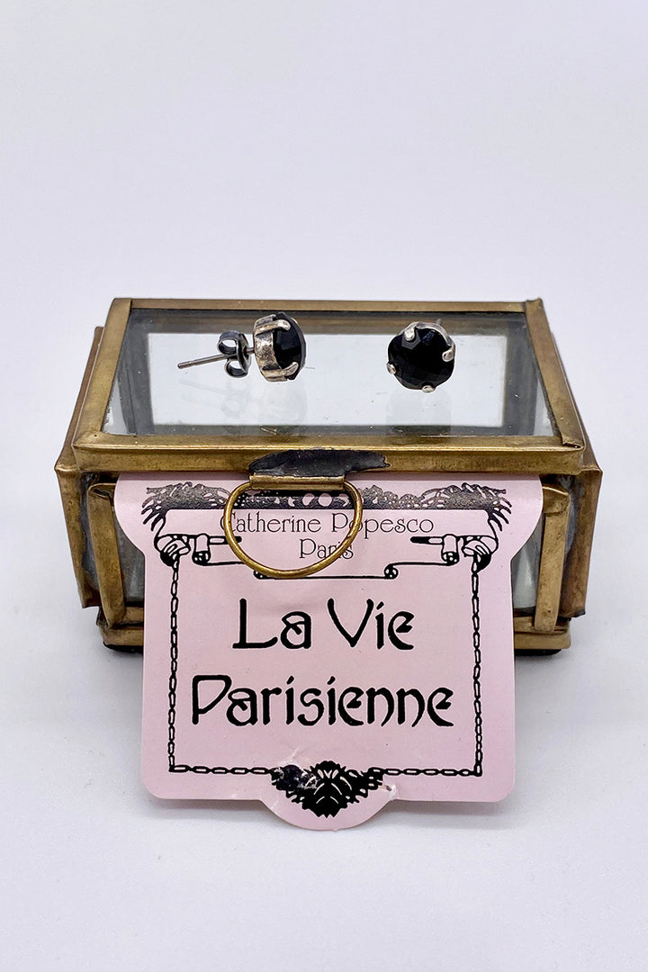 La Vie Parisienne - Jet Swarovski Crystal Stud Earrings