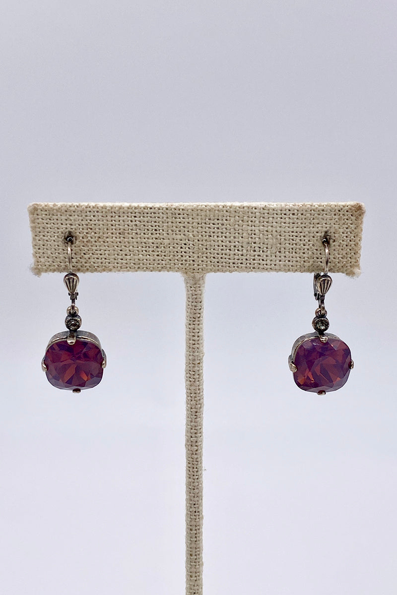 La Vie Parisienne - Purple Haze Swarovski Crystal Leverback Hanging Stud Earrings