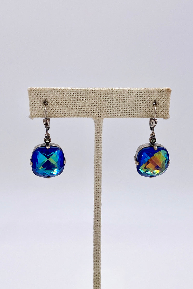 La Vie Parisienne - Sky Swarovski Crystal Leverback Hanging Stud Earrings