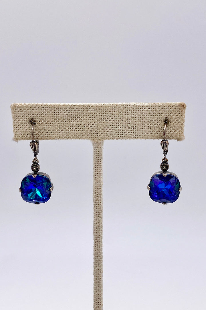 La Vie Parisienne - Sky Swarovski Crystal Leverback Hanging Stud Earrings