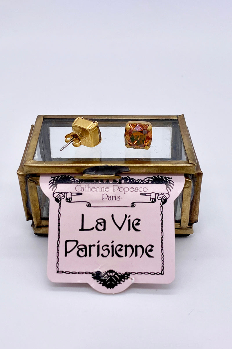 La Vie Parisienne - Smoked Topaz Studs Swarovski Crystal Stud Earrings