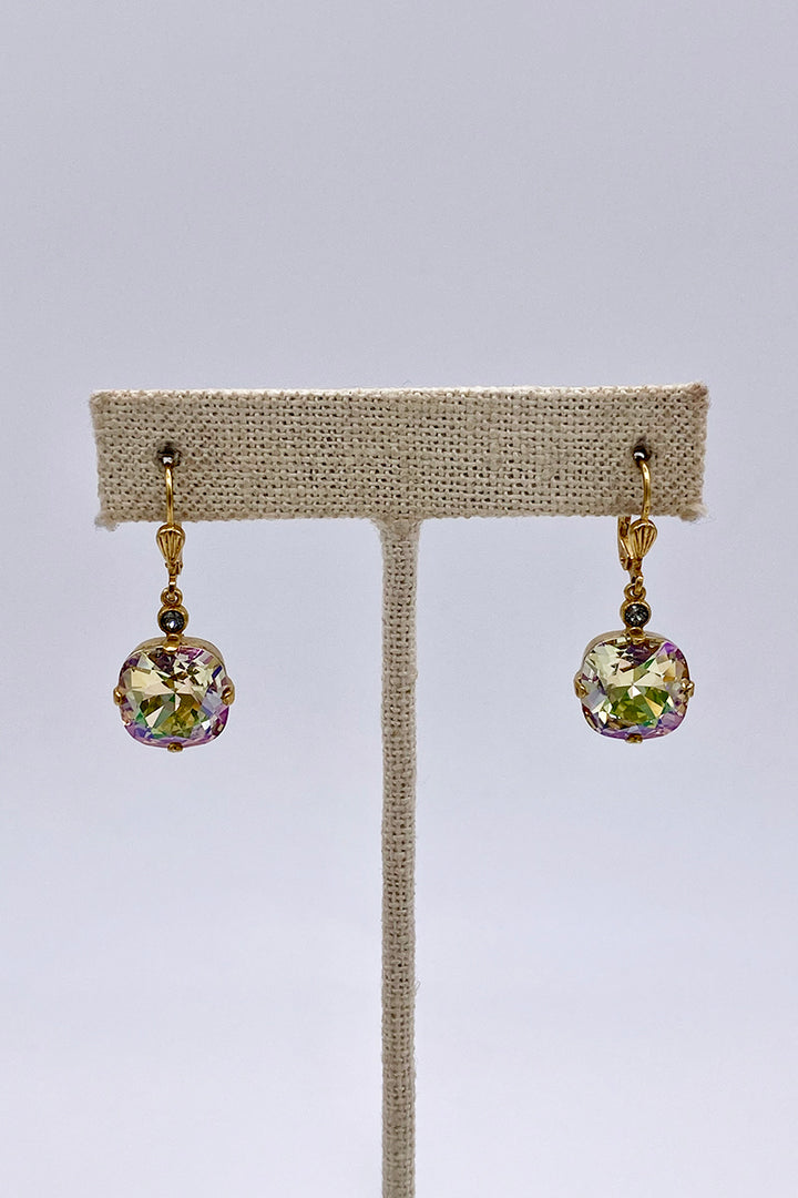 La Vie Parisienne - Champagne  Swarovski Crystal Leverback Hanging Stud Earrings