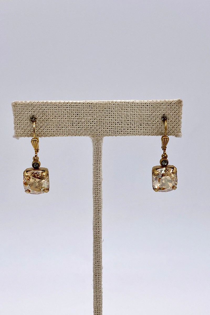 La Vie Parisienne - Champagne  Swarovski Crystal Leverback Hanging Stud Earrings