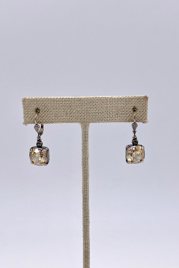 La Vie Parisienne - Champagne  Swarovski Crystal Leverback Hanging Stud Earrings